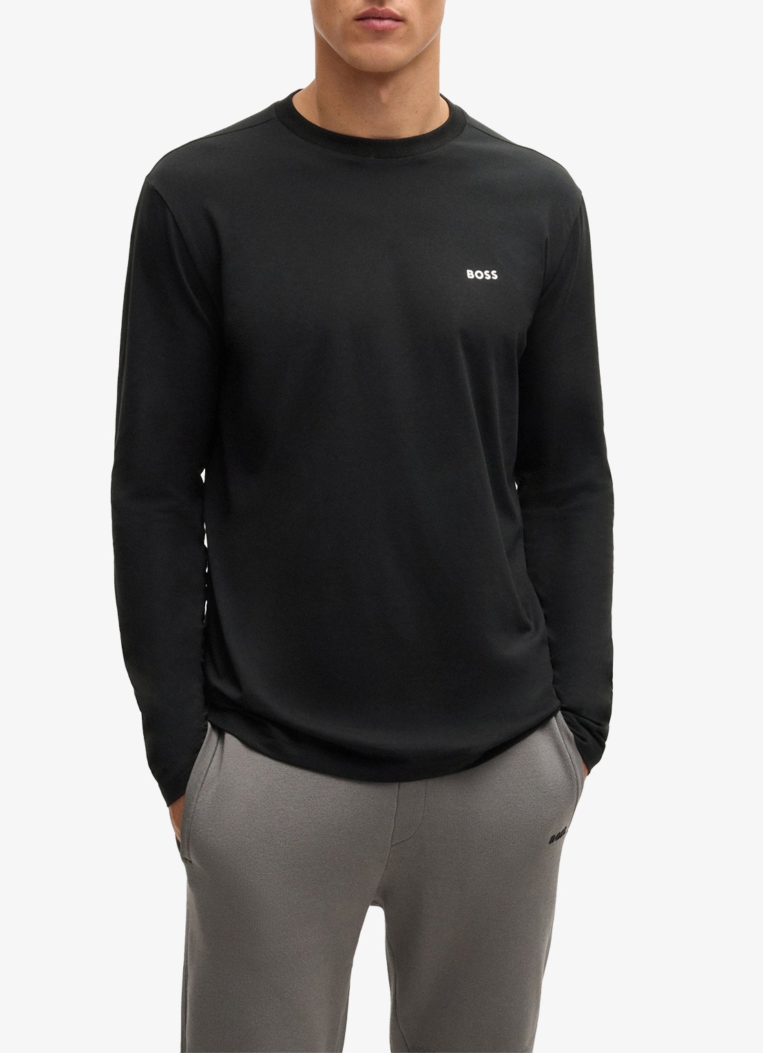 BOSS Longsleeve met logo - detail zwart