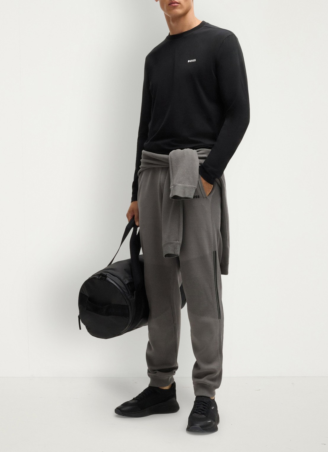 BOSS Longsleeve met logo - voorkant 5 zwart