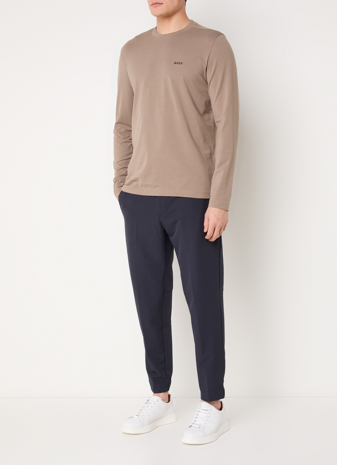 BOSS Longsleeve met logo - voorkant 3 beige