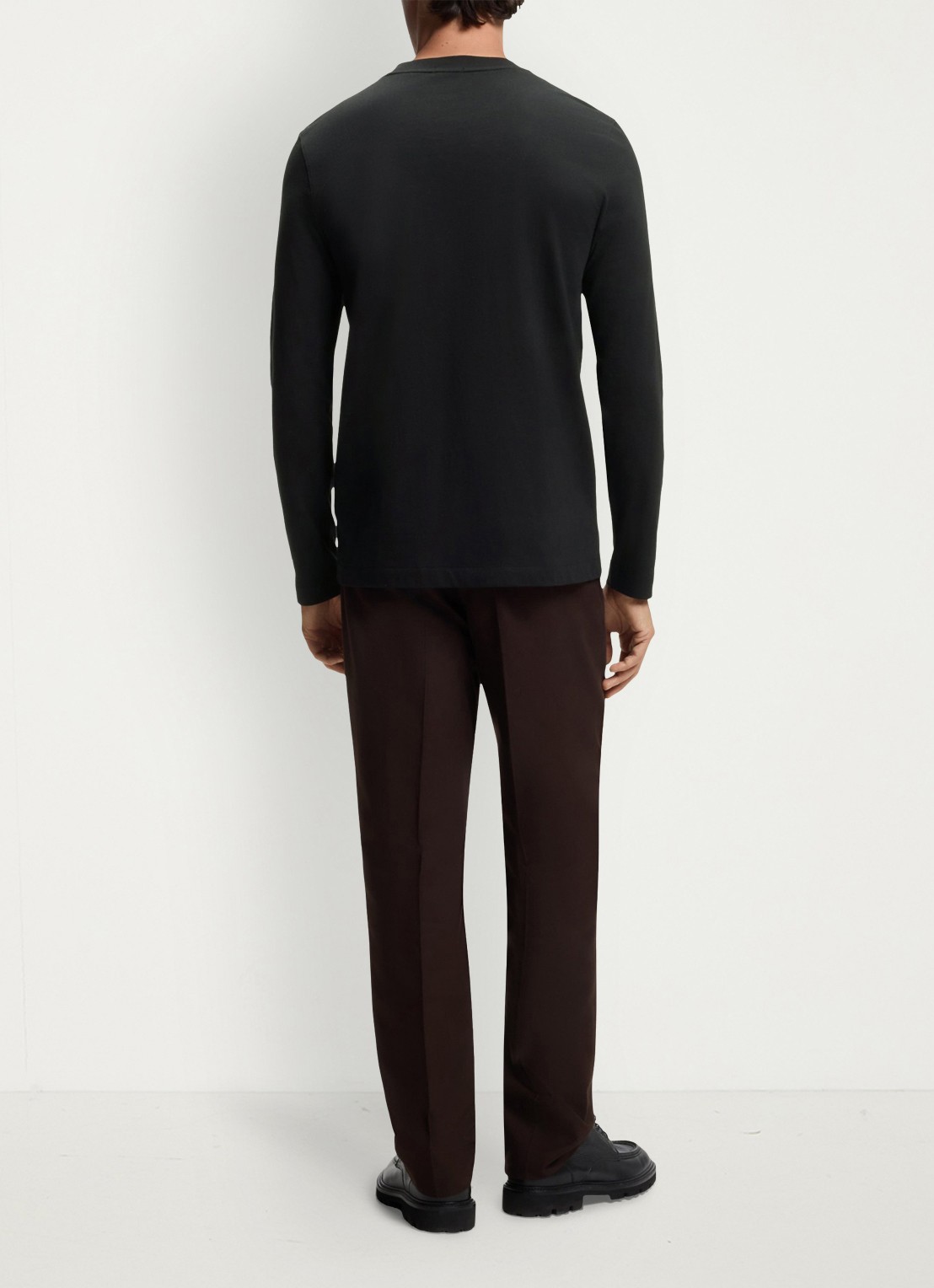 BOSS Longsleeve met logoborduring - achterkant 3 zwart