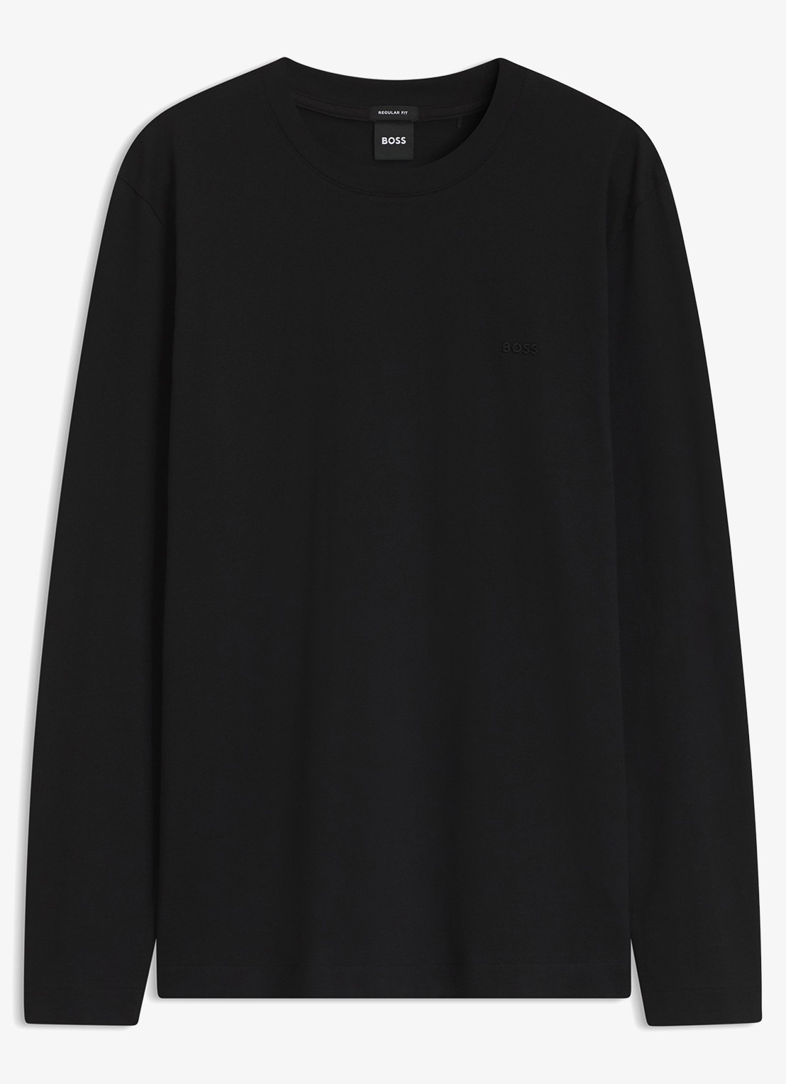BOSS Longsleeve met logoborduring - voorkant 4 zwart