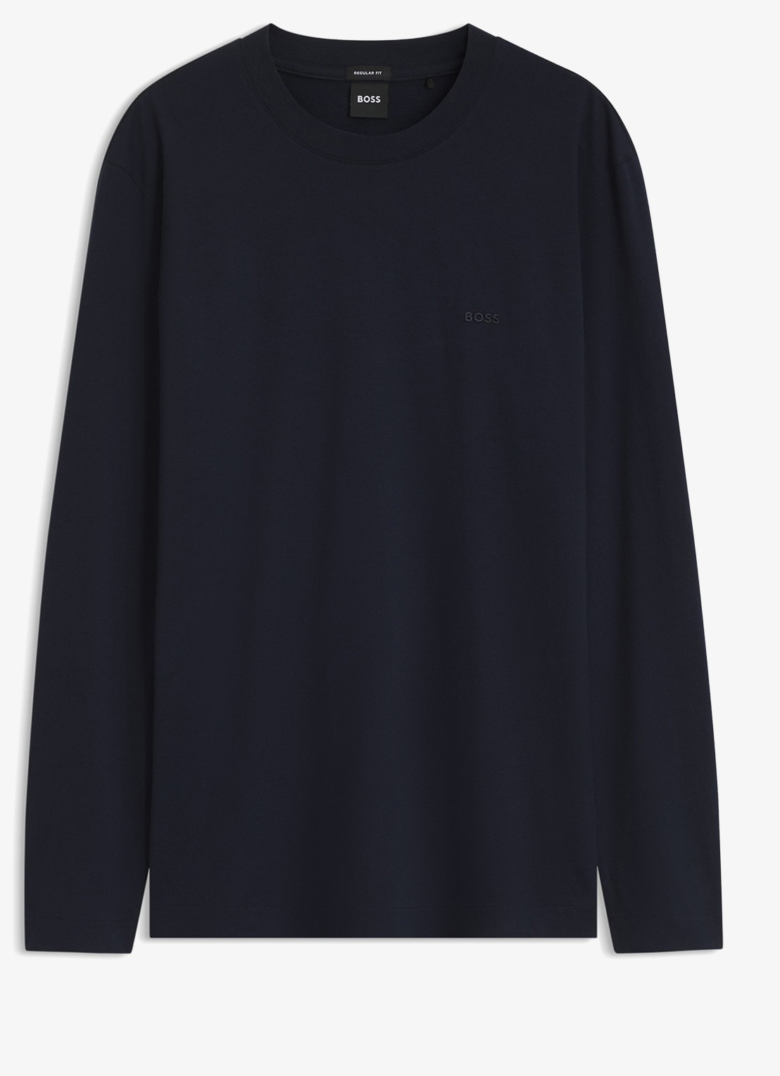 BOSS Longsleeve met logoborduring - voorkant 2 donkerblauw