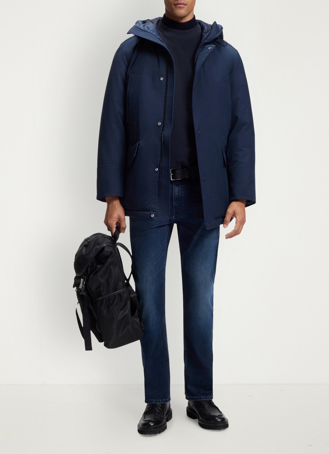 BOSS Longsleeve met stretch - voorkant 5 donkerblauw