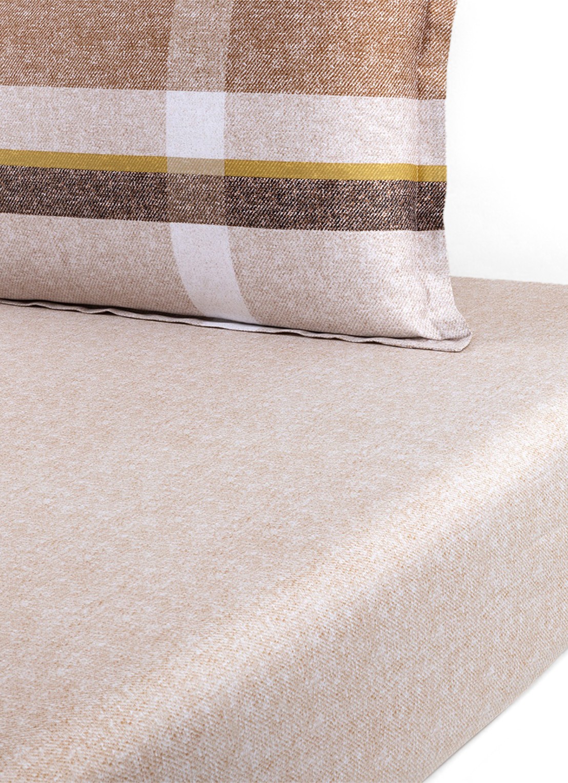 BOSS Loomis hoeslaken 120TC, hoekhoogte 35 cm - voorkant 2 beige