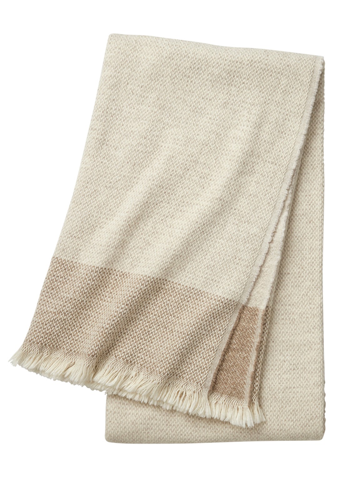 BOSS Loop plaid in wolblend 130 x 170 cm - voorkant 2 beige