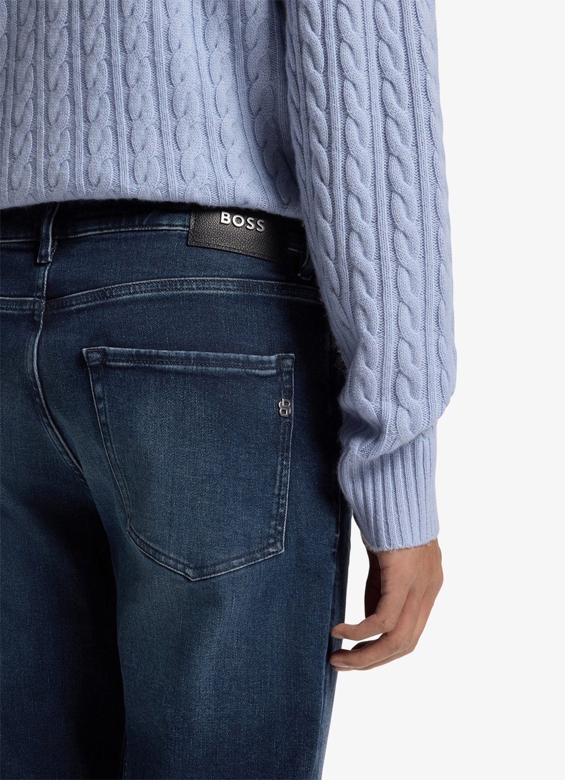 BOSS Loose fit jeans met donkere wassing - detail 5 donkerblauw