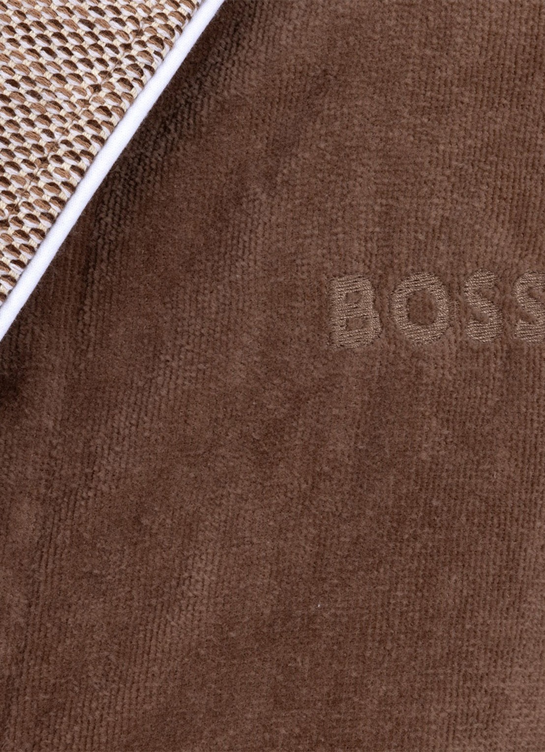BOSS Lord badjas met logoborduring - detail bruin