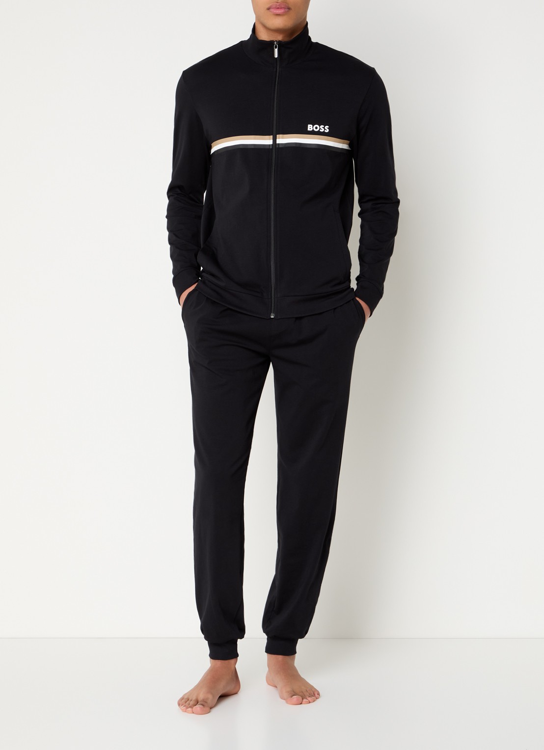 BOSS Loungeset met logo en steekzakken - voorkant 3 zwart