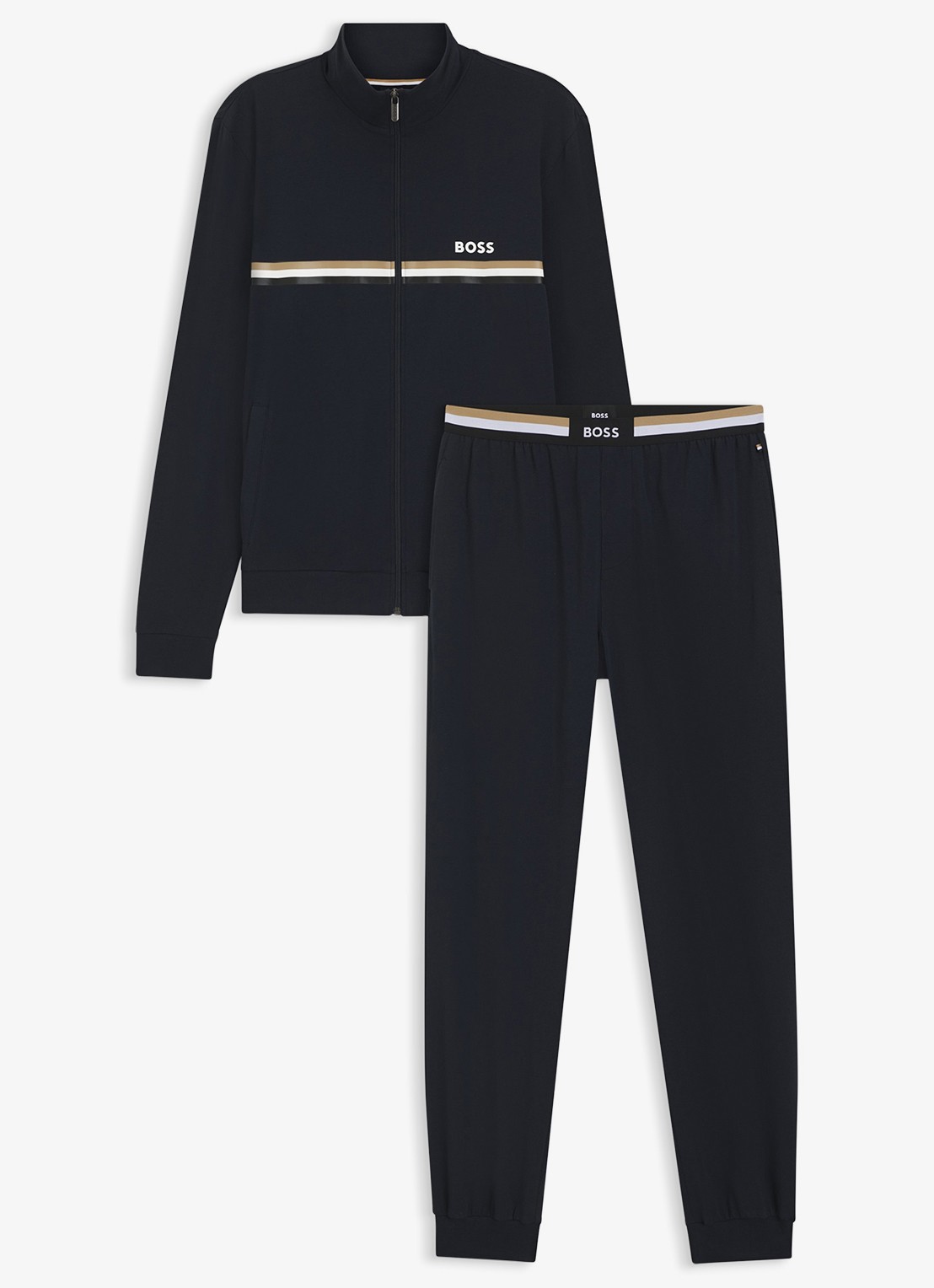 BOSS Loungeset met logo en steekzakken - voorkant 3 donkerblauw