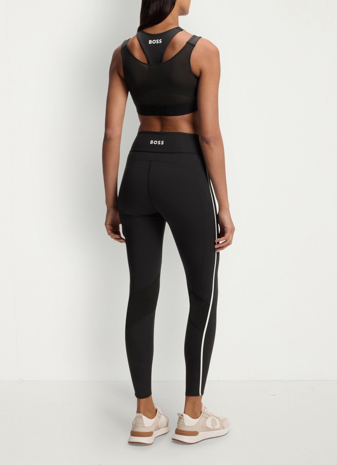 BOSS Low waist skinny fit trainingslegging met logo - achterkant 5 zwart