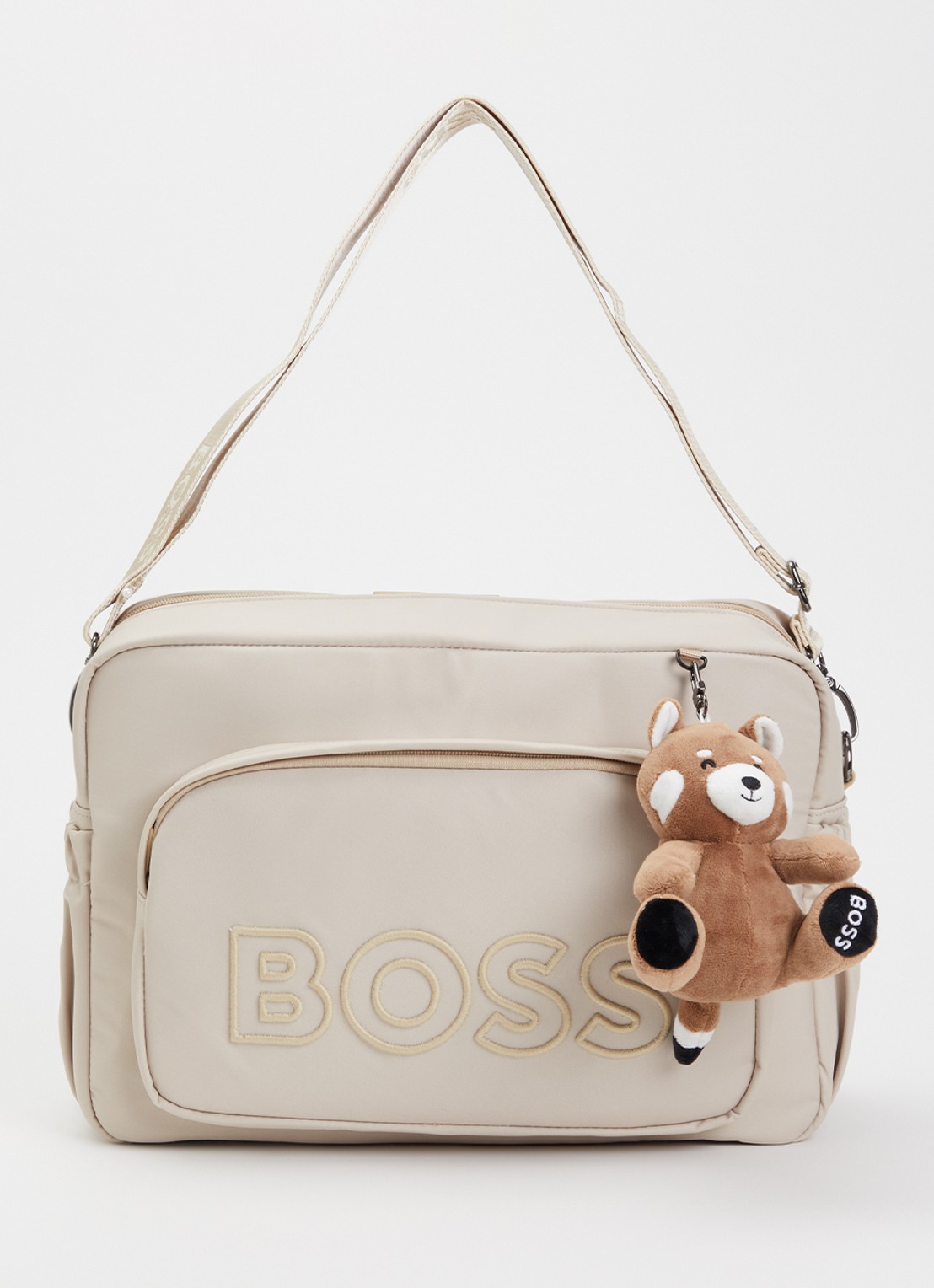 BOSS Luiertas met logoborduring en tasbedel  - voorkant 5 beige