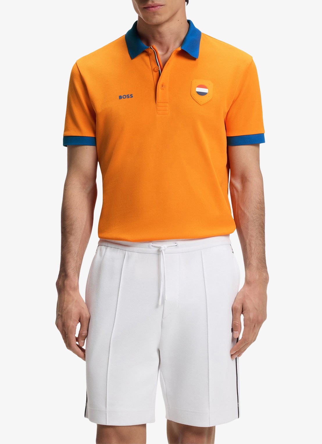 BOSS Lux Paddy regular fit polo met logoborduring - detail 2 bright orange-821 / oranje