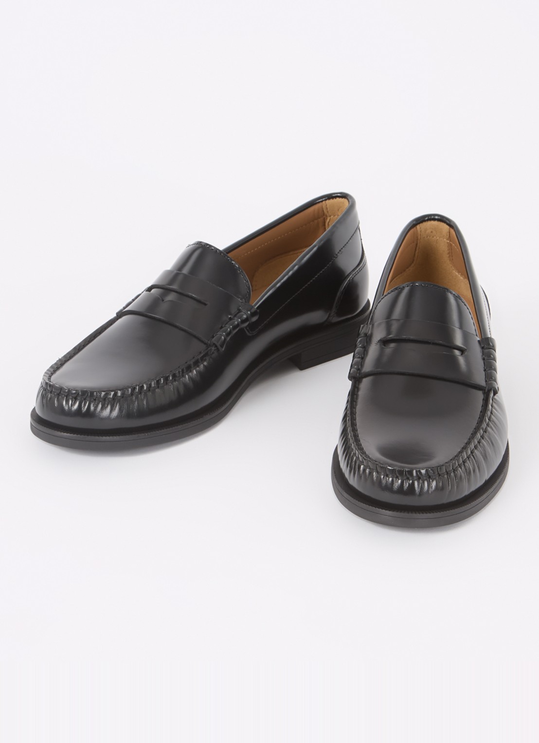 BOSS Lycia loafer van leer - detail zwart