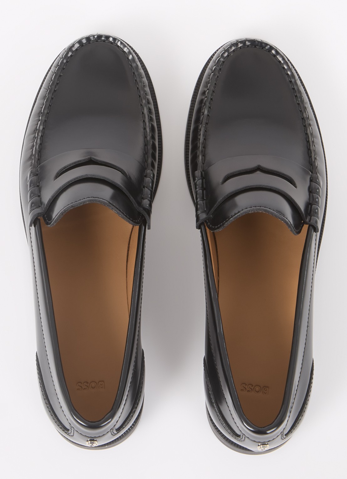 BOSS Lycia loafer van leer - detail 2 zwart
