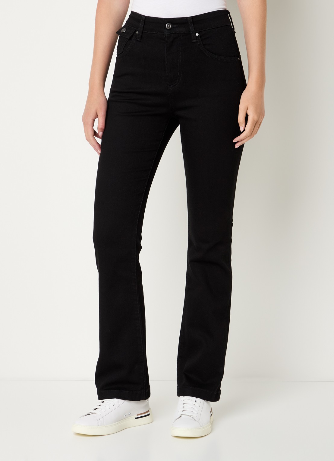 BOSS Lyris high waist bootcut jeans met gekleurde wassing - detail 4 zwart