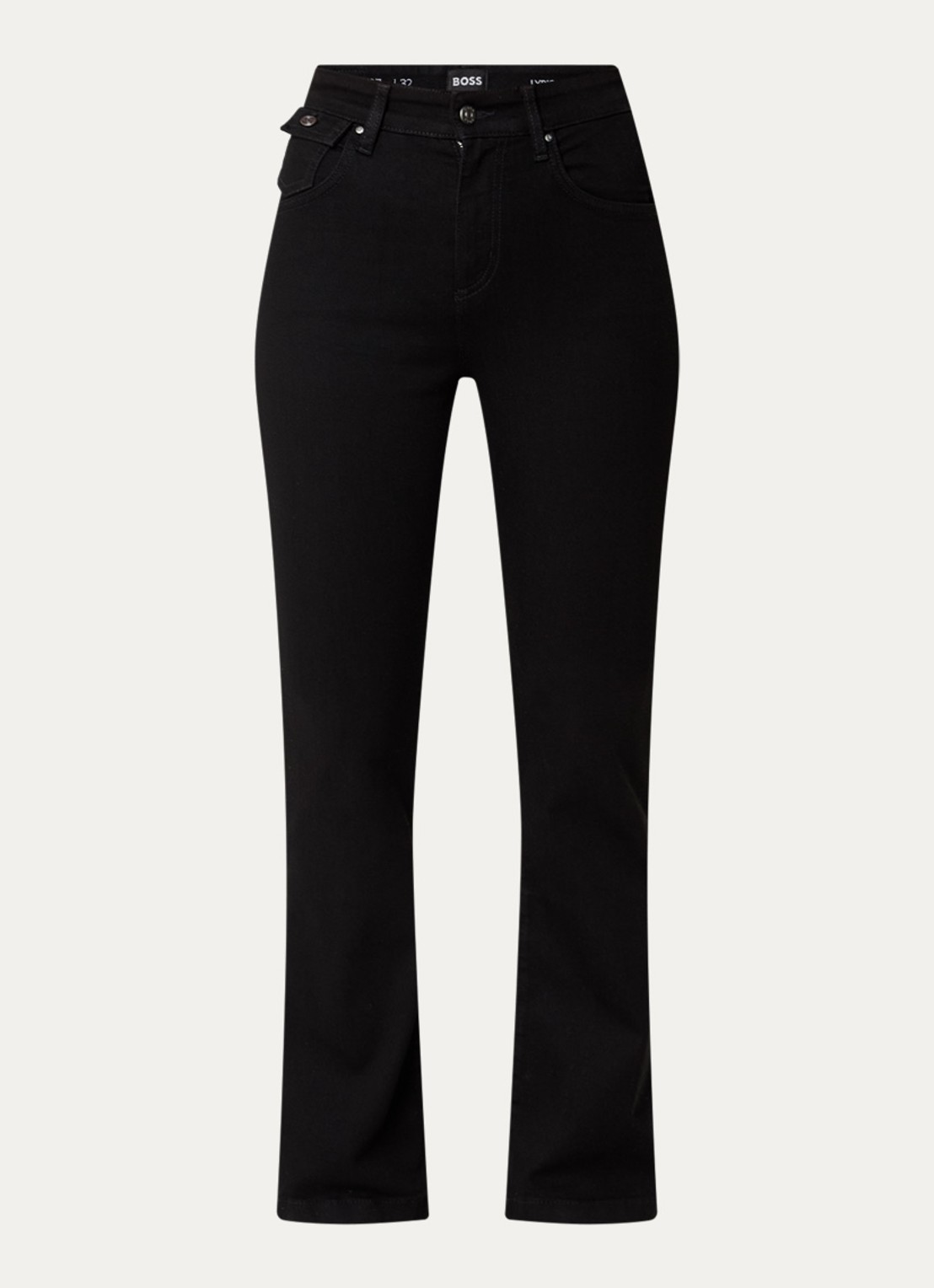 BOSS Lyris high waist bootcut jeans met gekleurde wassing - voorkant zwart