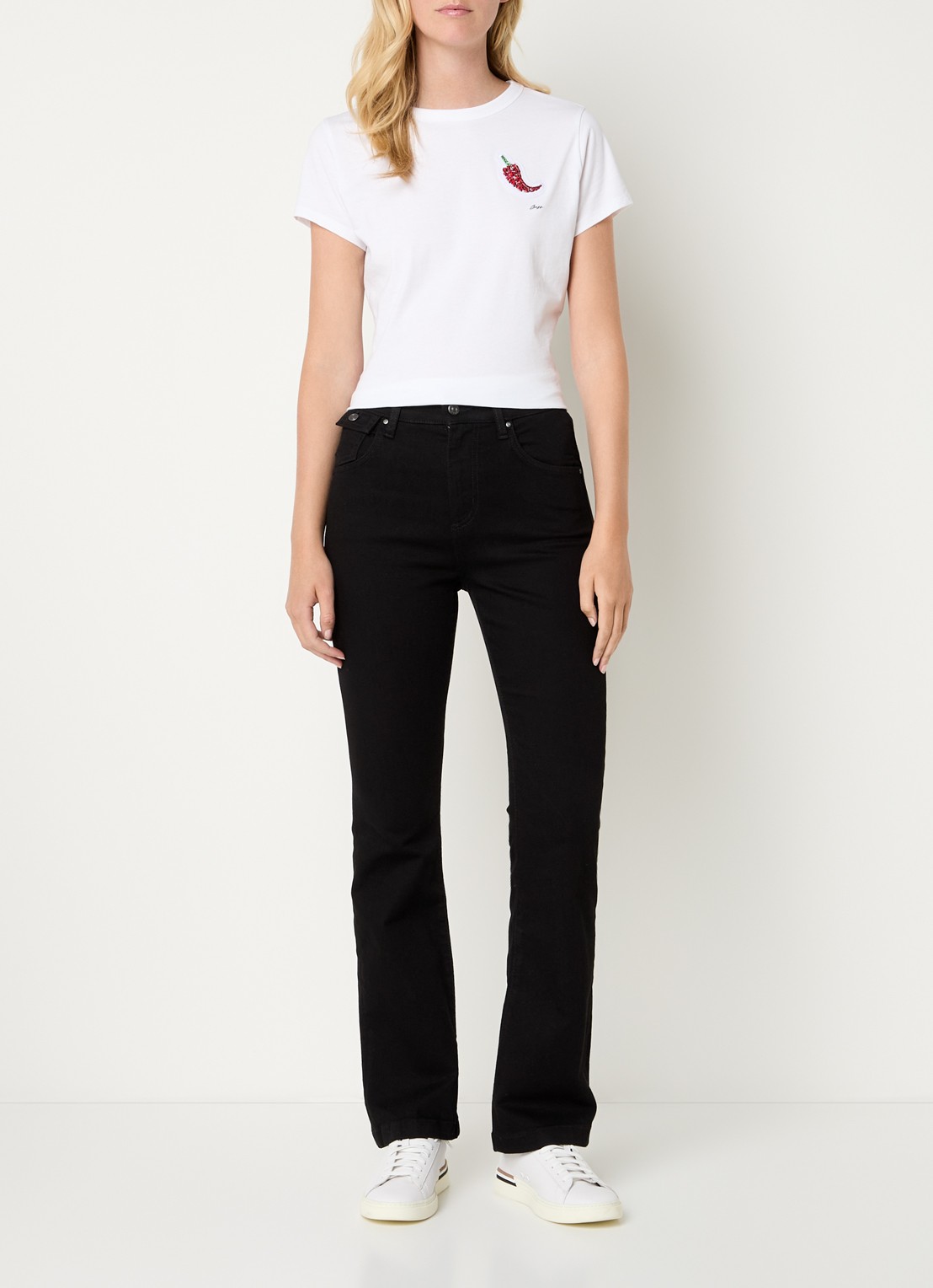 BOSS Lyris high waist bootcut jeans met gekleurde wassing - voorkant 2 zwart