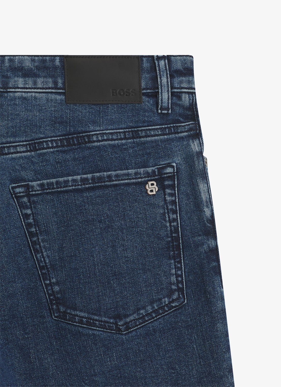 BOSS Maine straight fit jeans met medium wassing - detail 5 indigo