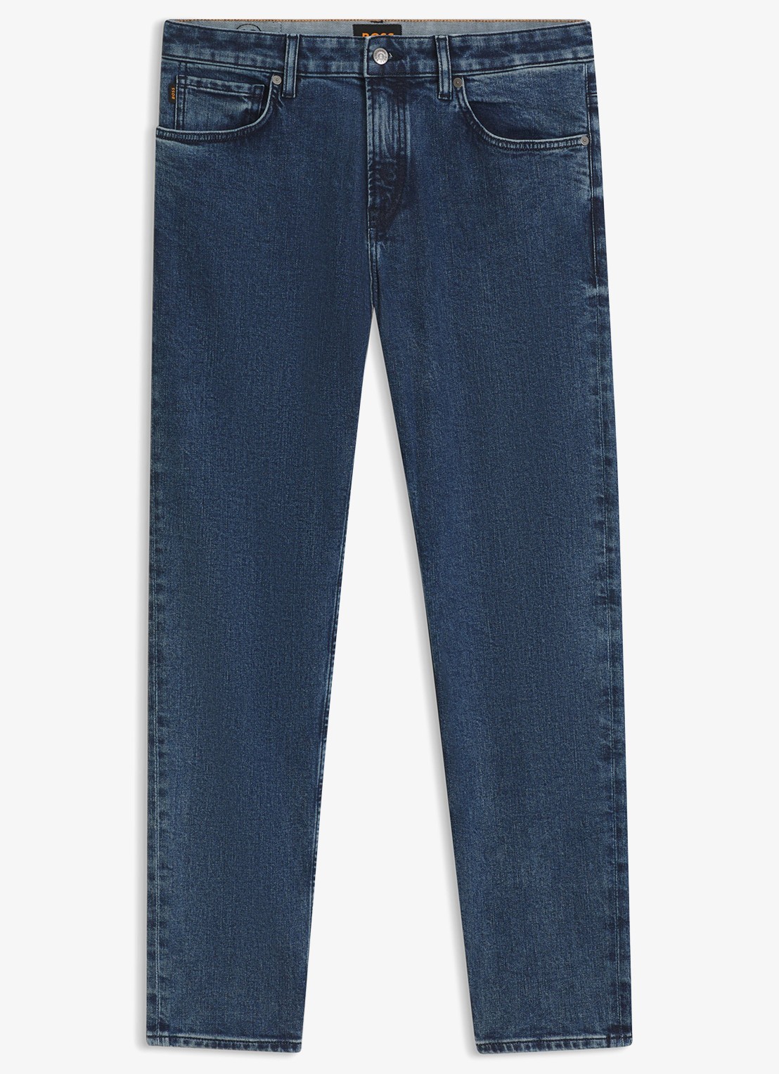 BOSS Maine straight fit jeans met medium wassing - voorkant indigo