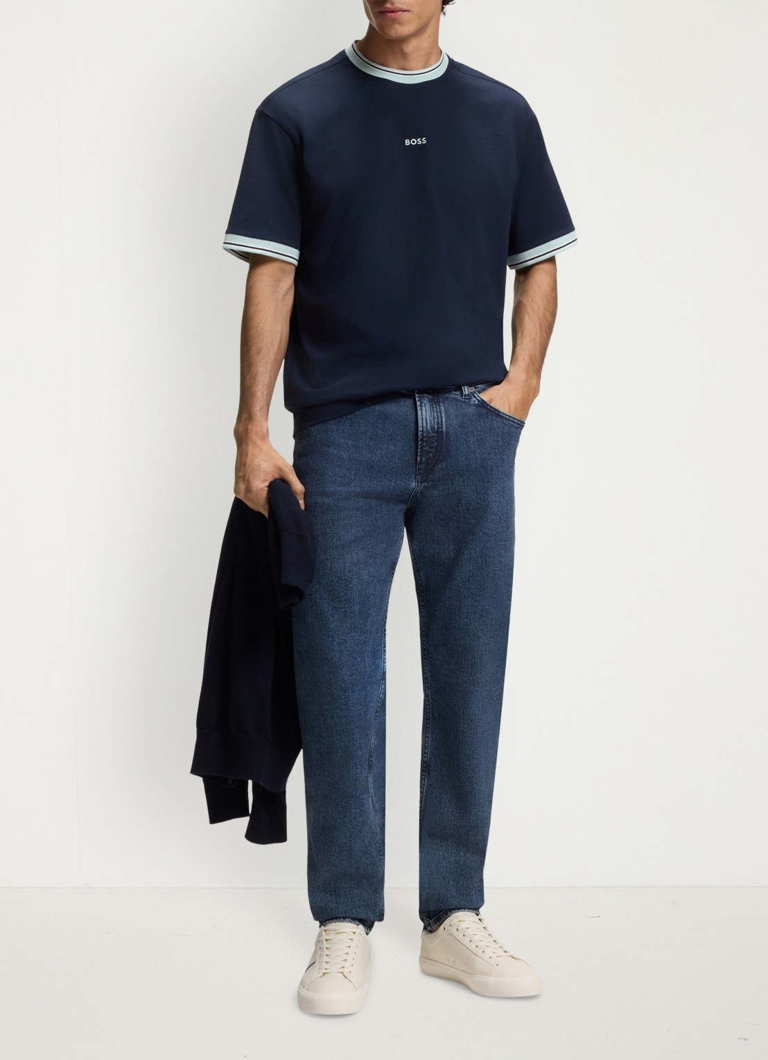 BOSS Maine straight fit jeans met medium wassing - voorkant 2 indigo