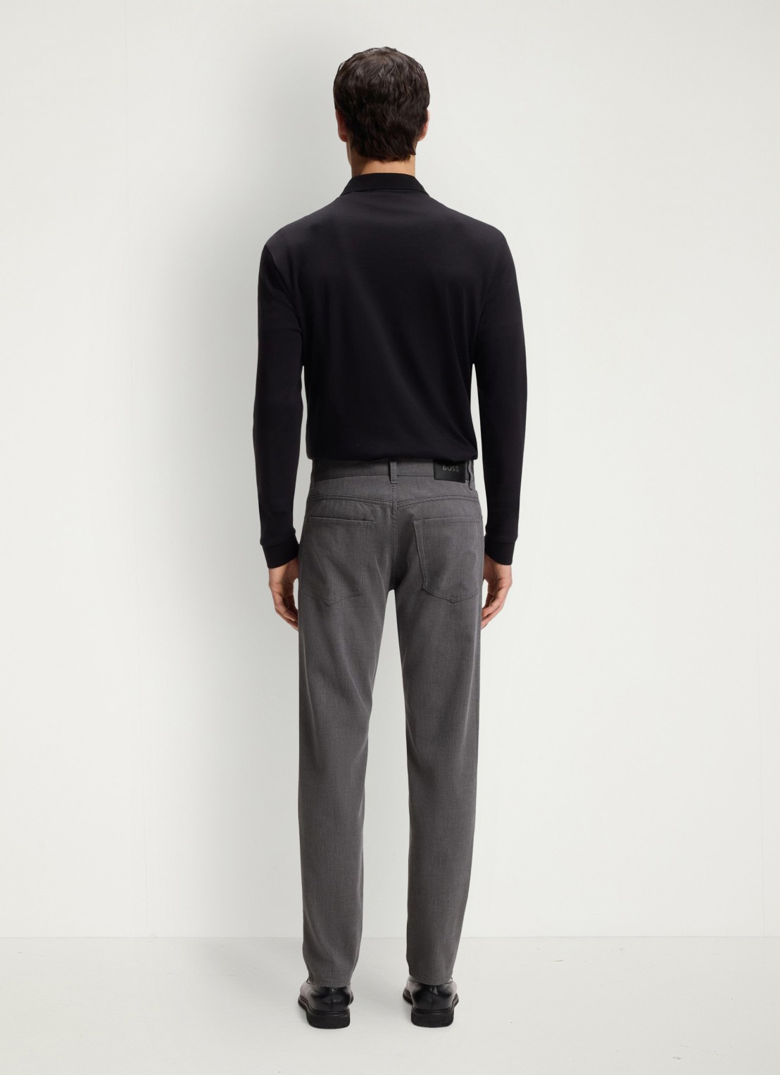 BOSS Maine straight fit pantalon met steekzakken  - achterkant 4 donkergrijs