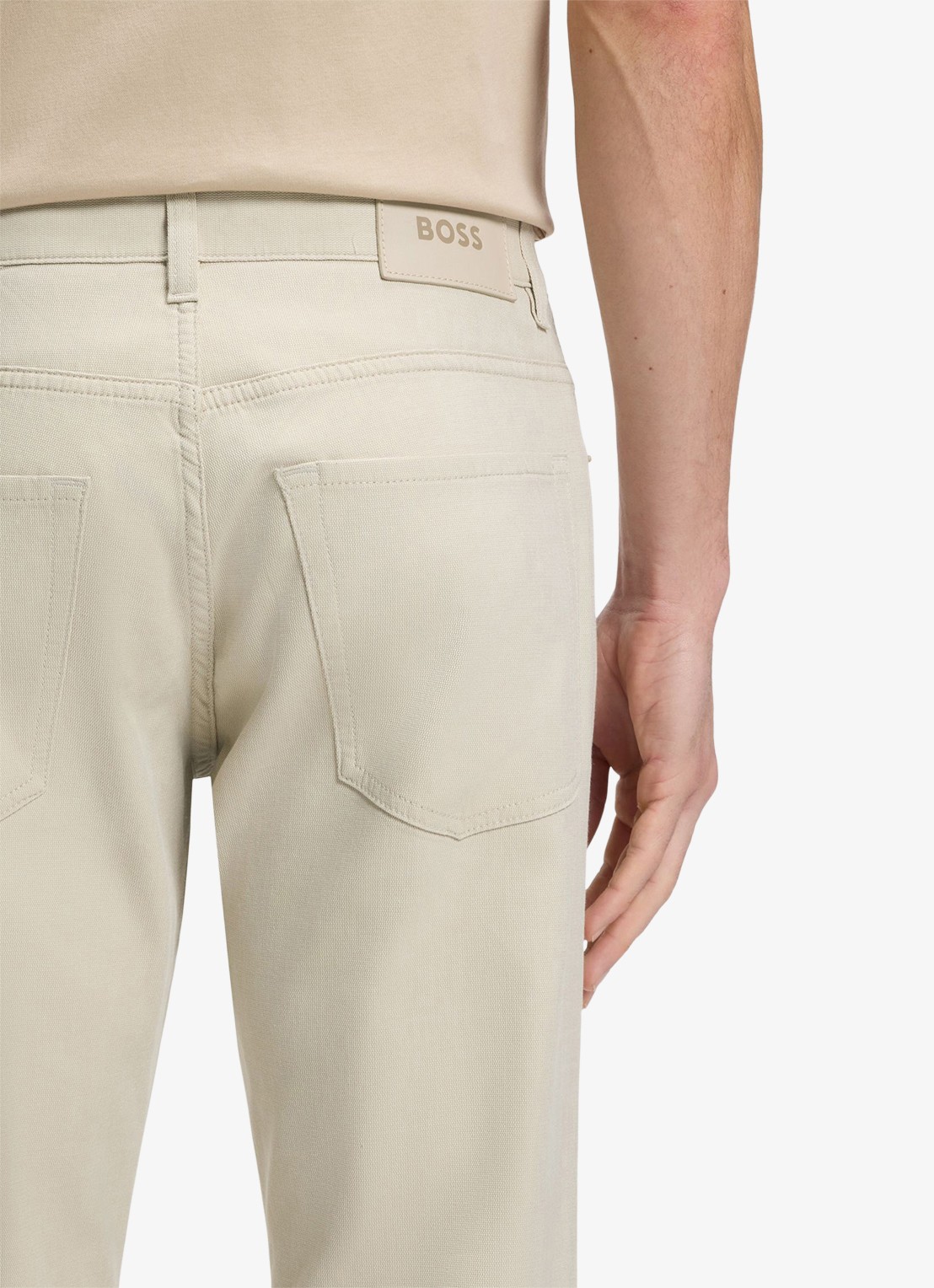 BOSS Maine straight fit pantalon met steekzakken  - detail 5 beige