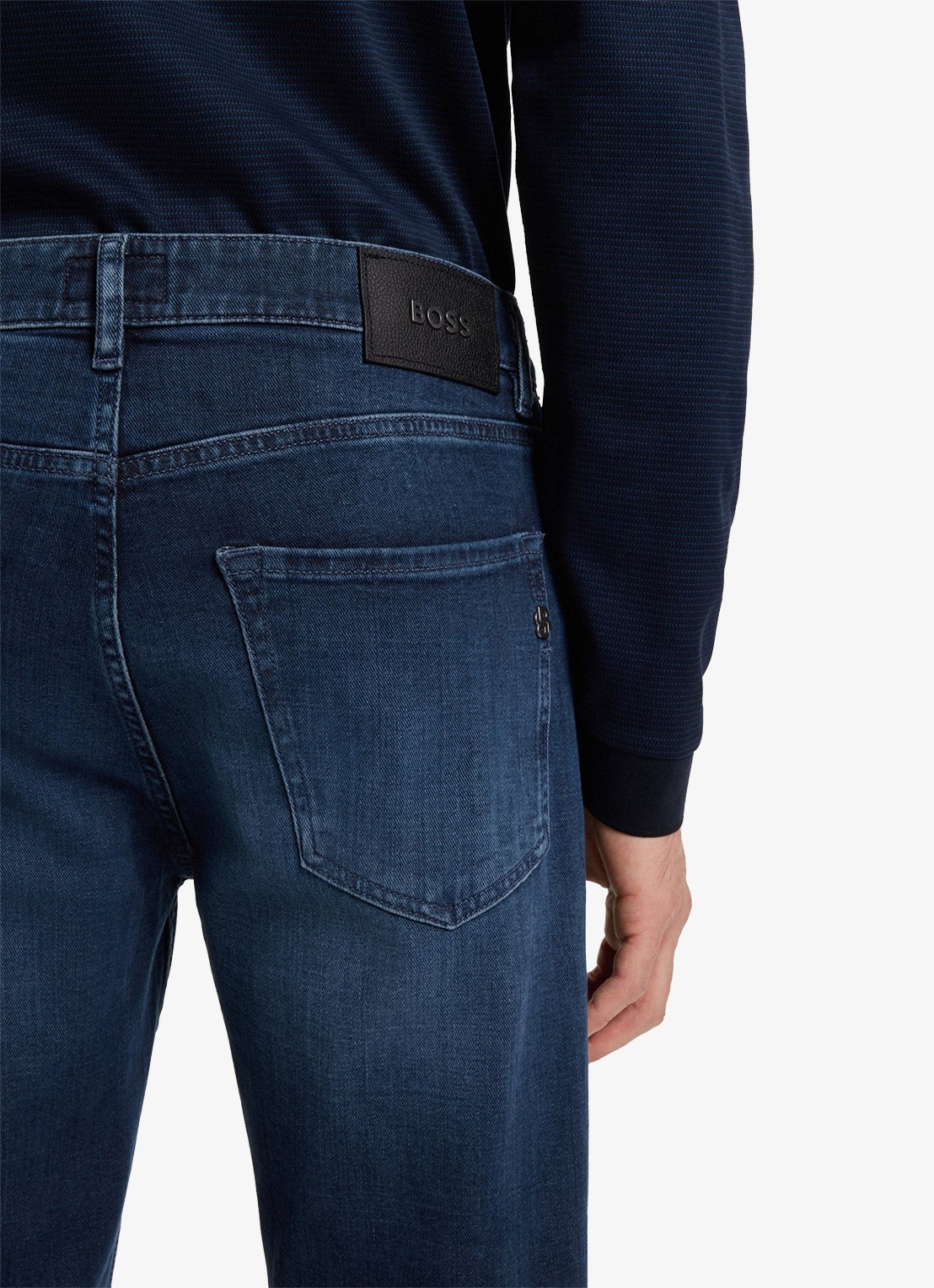 BOSS Maine straight leg jeans met donkere wassing - detail 5 indigo
