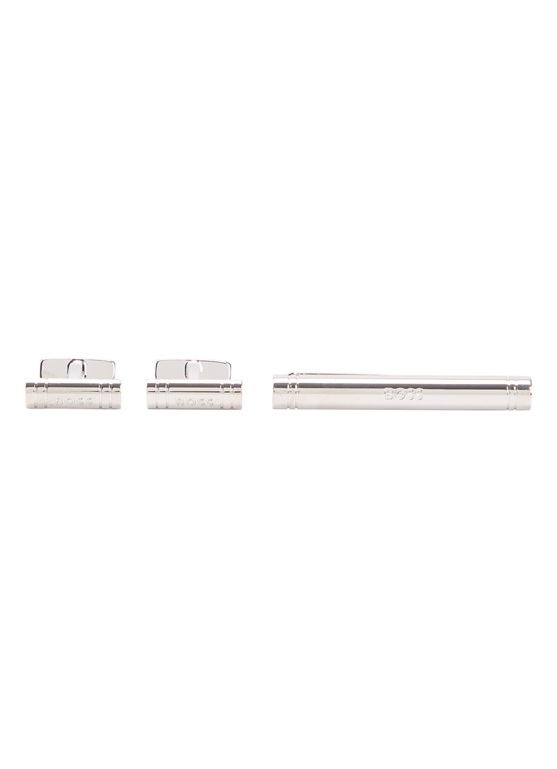 BOSS  Manchetknopen en dasspeld in giftbox - voorkant zilver