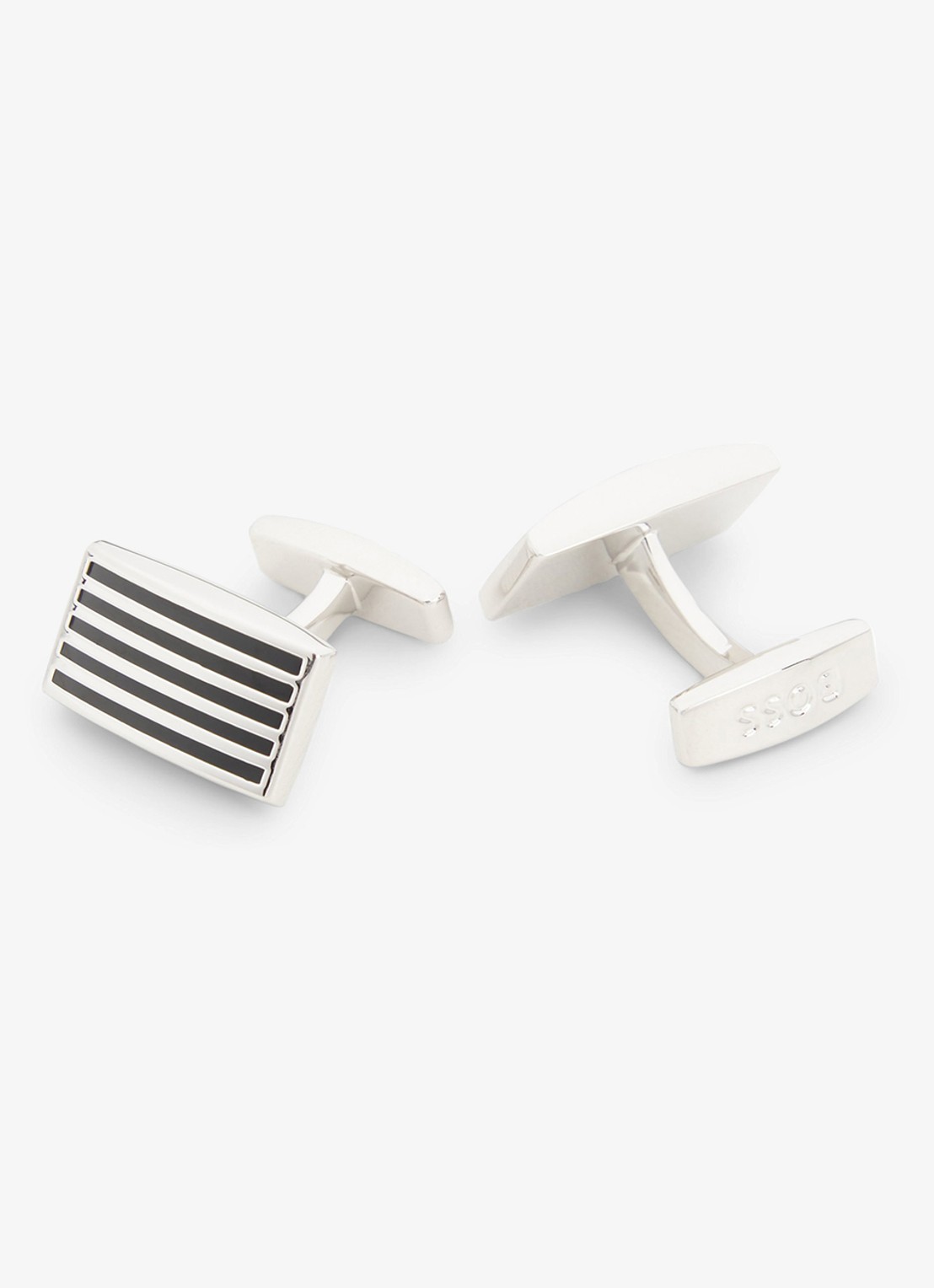 BOSS Manchetknopen met logo - voorkant 2 zilver