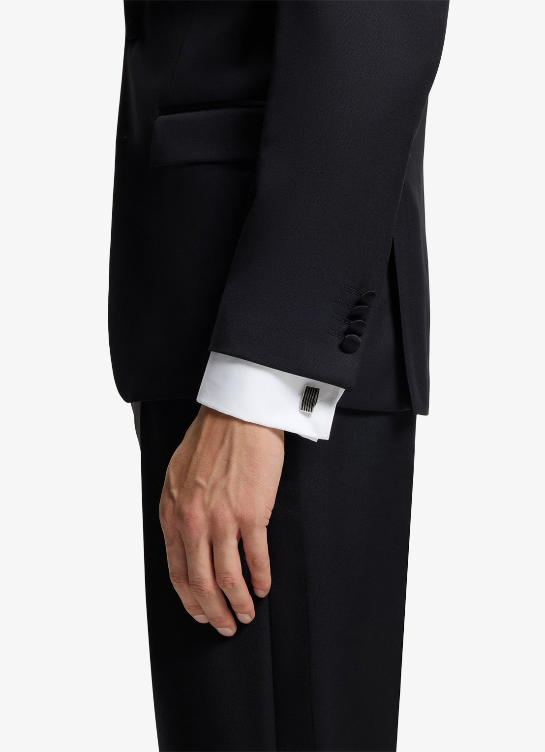 BOSS Manchetknopen met logo - voorkant 3 zilver