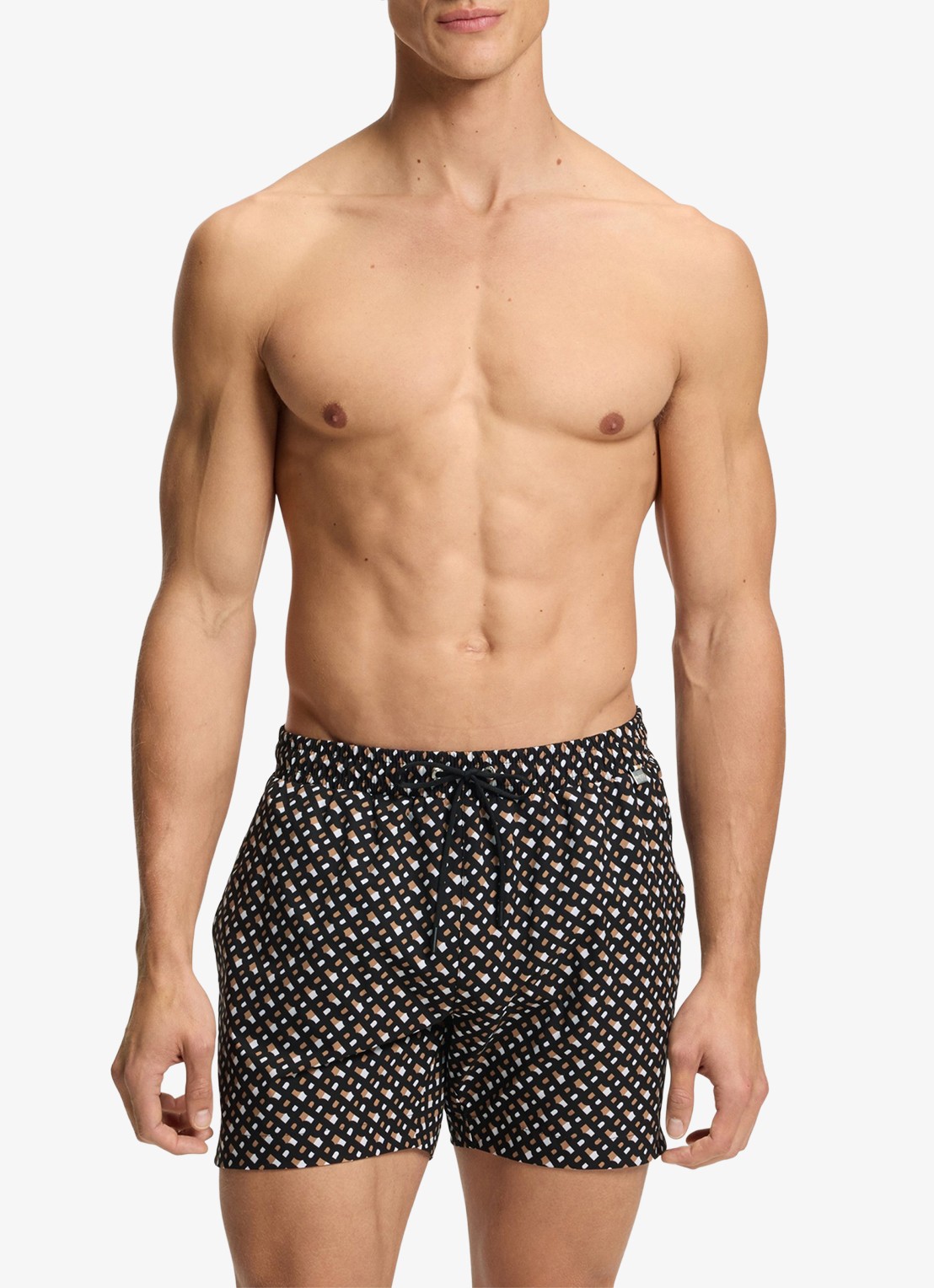 BOSS Manu zwemshorts met logoprint - voorkant 2 zwart