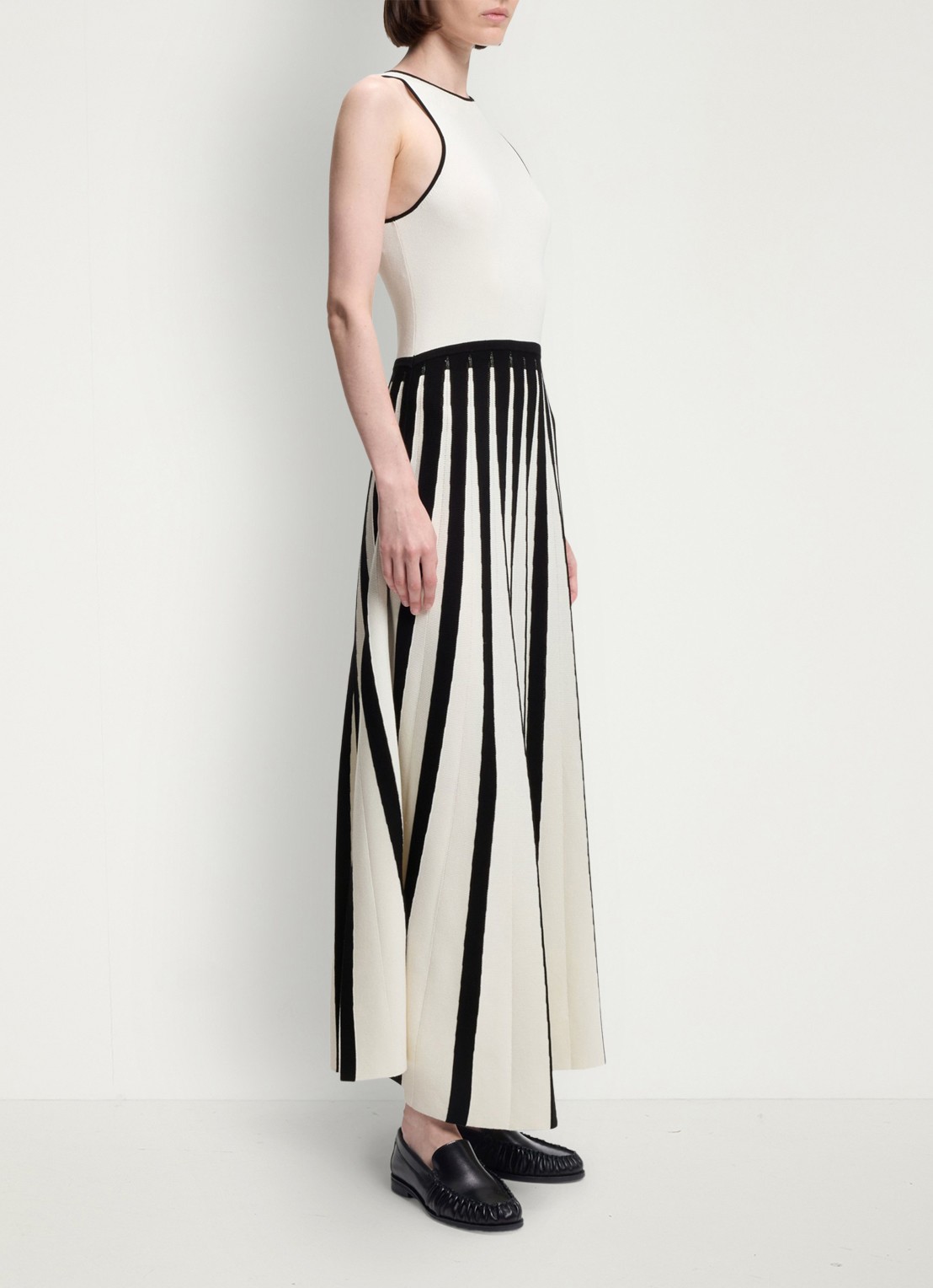 BOSS Maxi jurk met plissé - detail 3 gebroken wit