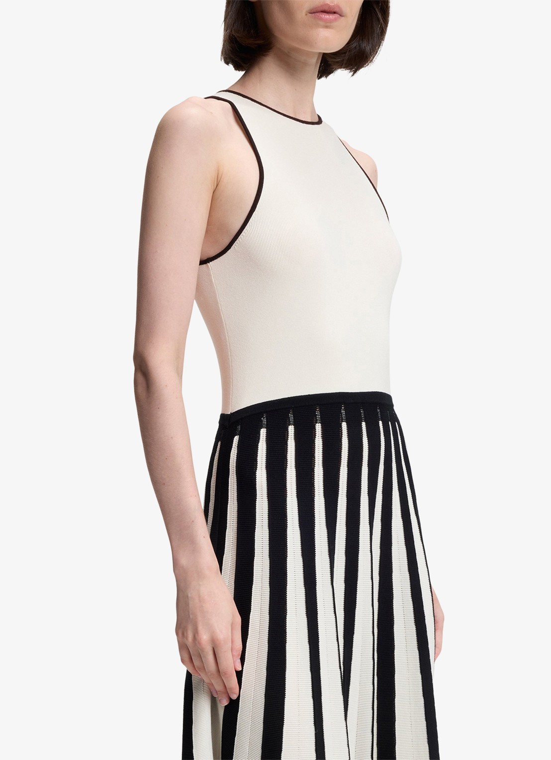 BOSS Maxi jurk met plissé - detail 5 gebroken wit