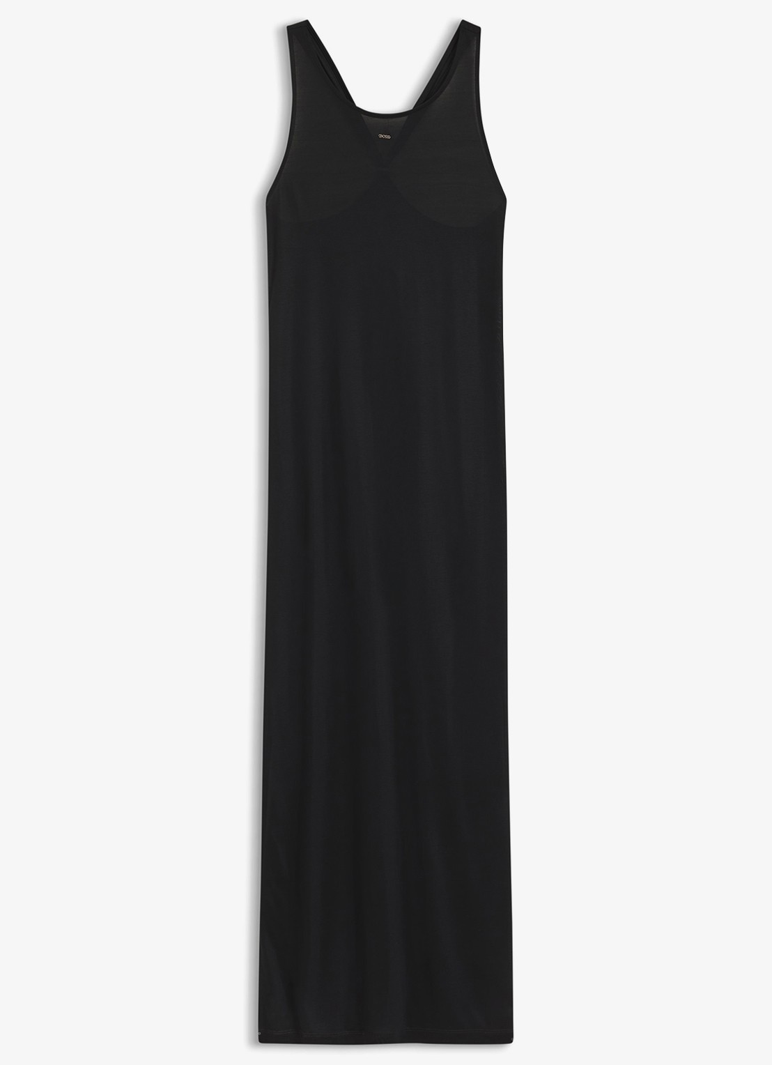 BOSS Maxi mouwloze jurk met ronde hals - voorkant 3 zwart