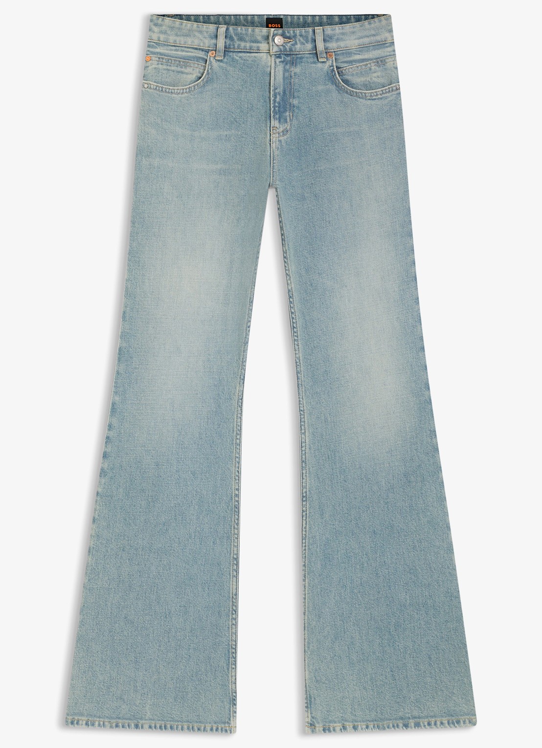 BOSS Mid waist flared jeans met lichte wassing  - voorkant 5 indigo