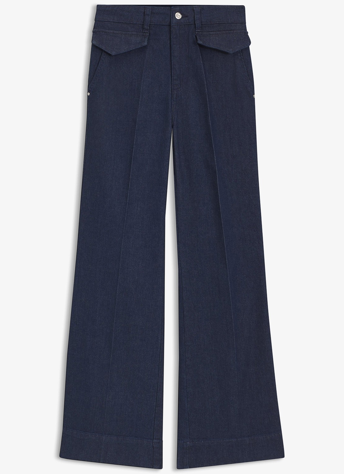 BOSS Mid waist flared jeans met stretch - voorkant indigo