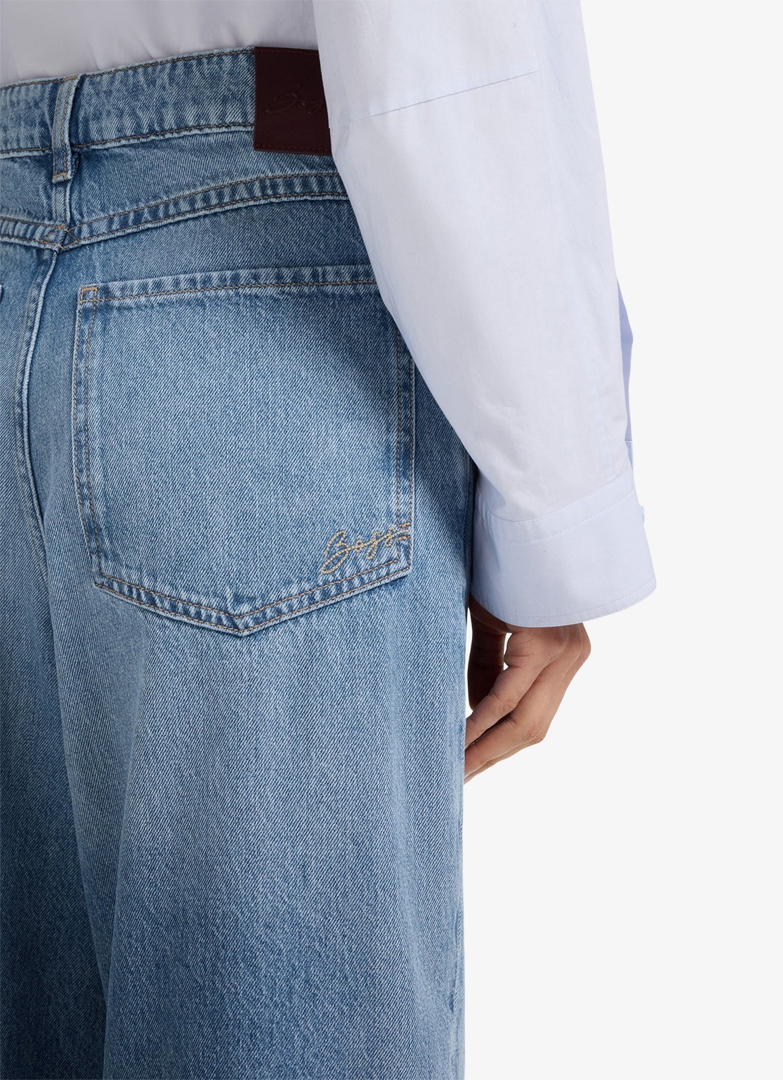 BOSS Mid waist loose fit korte broek van denim - detail 4 jeans