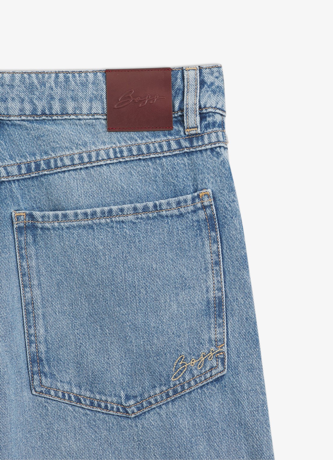 BOSS Mid waist loose fit korte broek van denim - detail 5 jeans