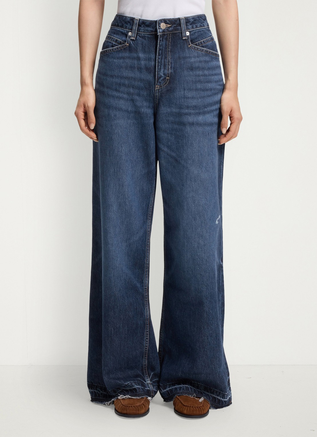 BOSS Mid waist wide leg jeans met steekzakken - detail 2 donkerblauw