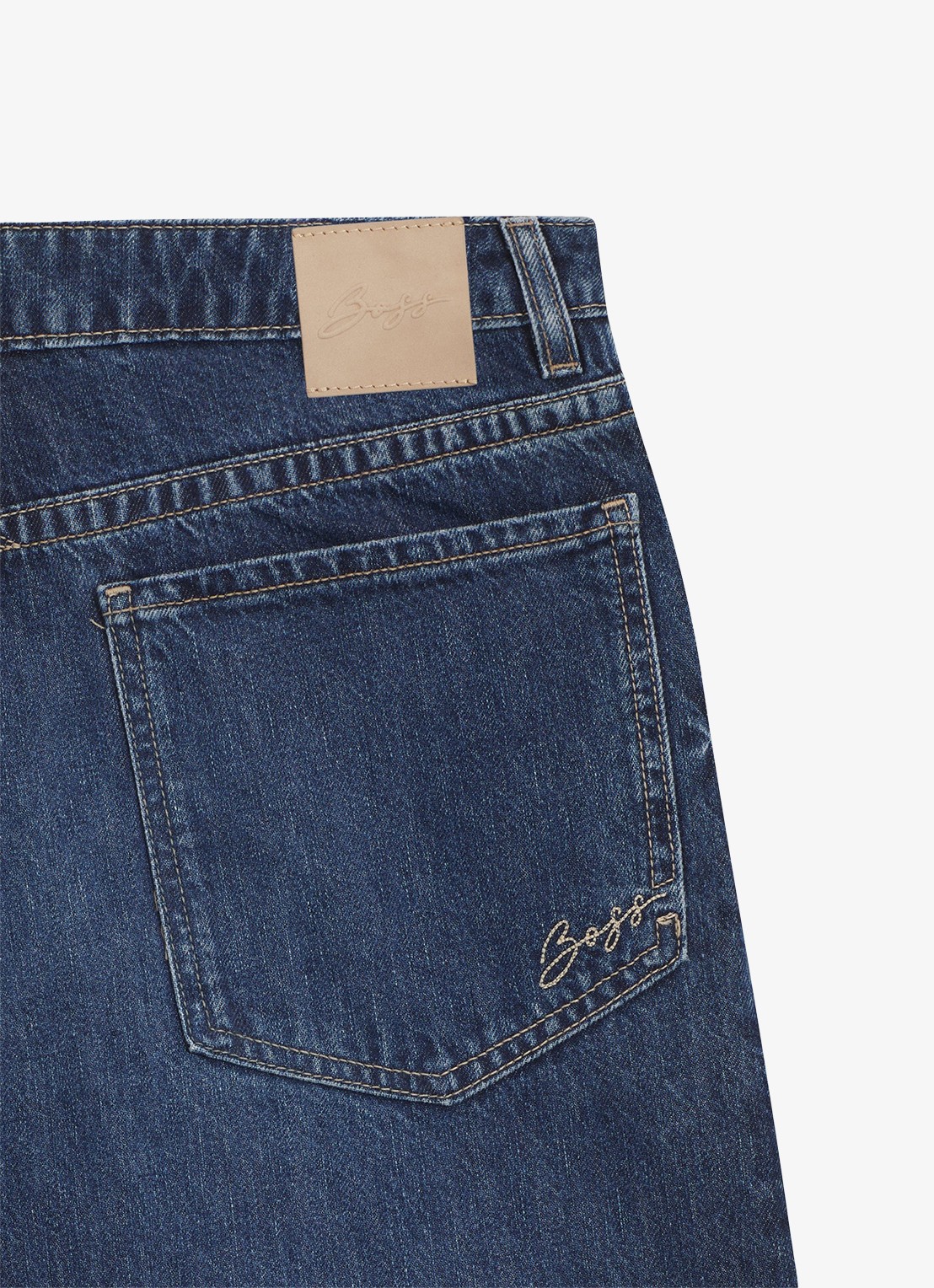 BOSS Mid waist wide leg jeans met steekzakken - detail 4 donkerblauw