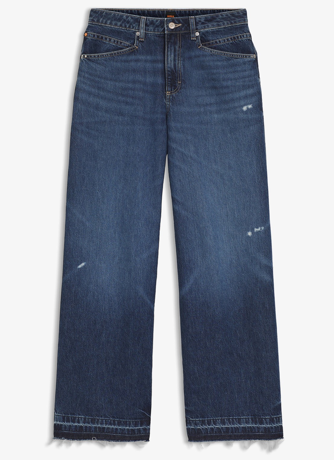 BOSS Mid waist wide leg jeans met steekzakken - voorkant 5 donkerblauw