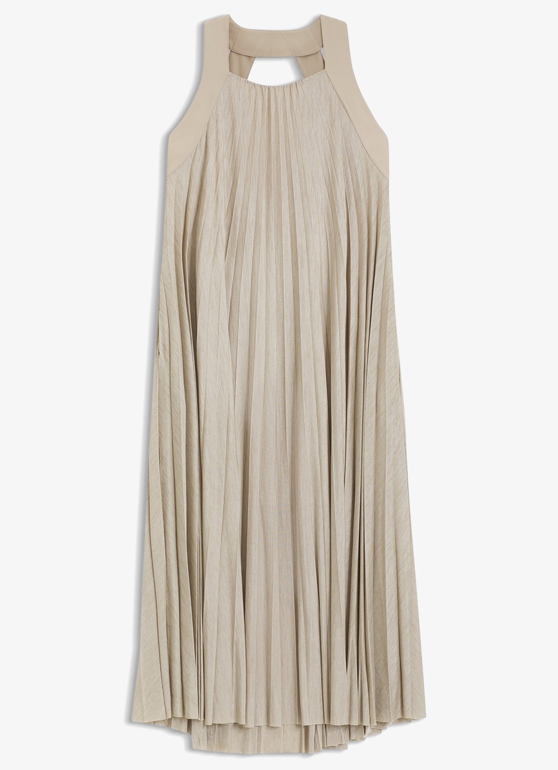 BOSS Midi halterjurk met plissé - voorkant light beige-275 / beige