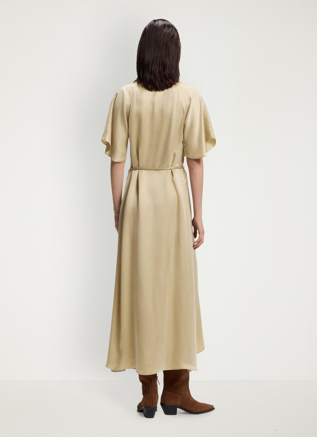 BOSS Midi jurk met ceintuur - achterkant 3 rust/copper-222 / beige