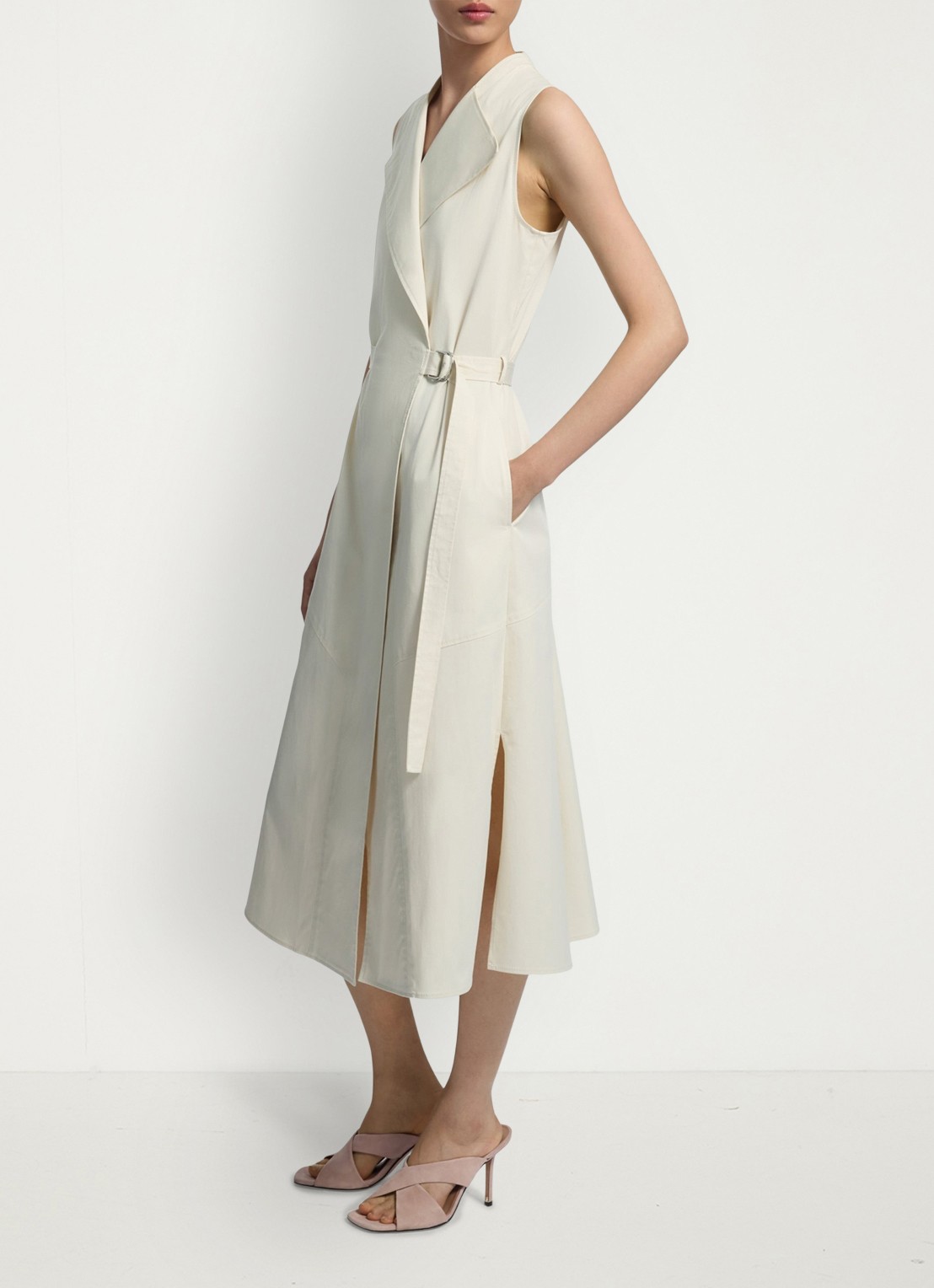 BOSS Midi jurk met ceintuur - detail 3 wit