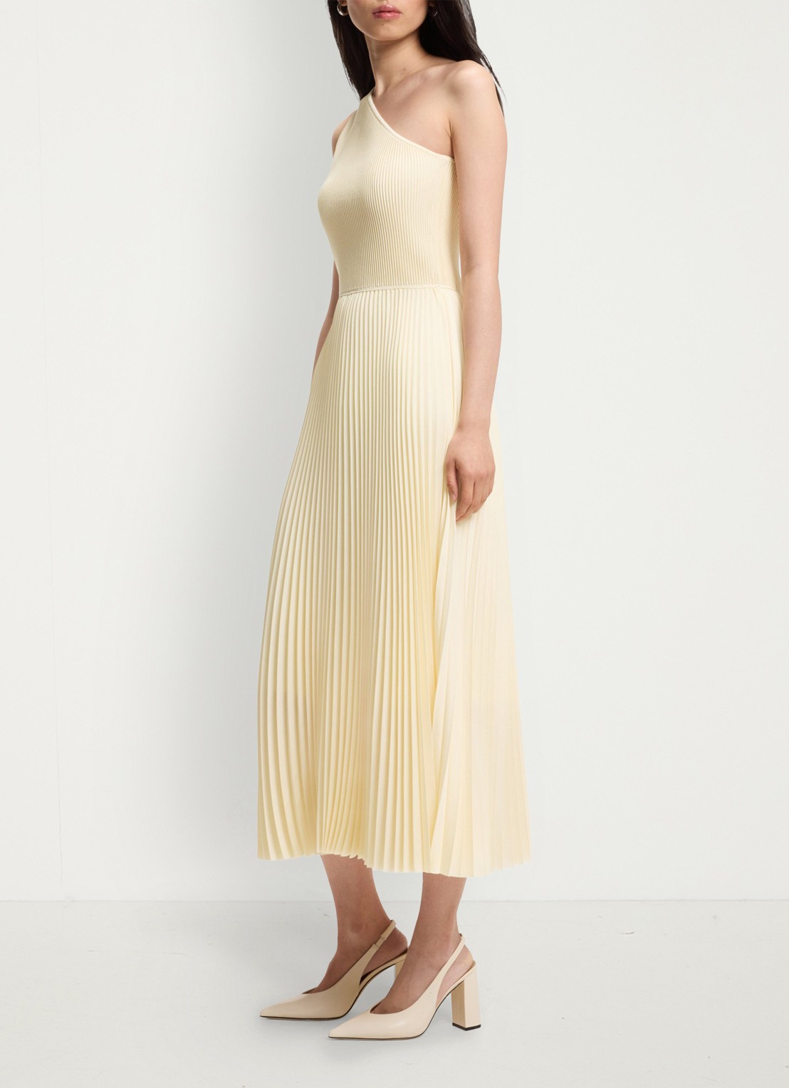 BOSS Midi jurk met plooien - detail beige