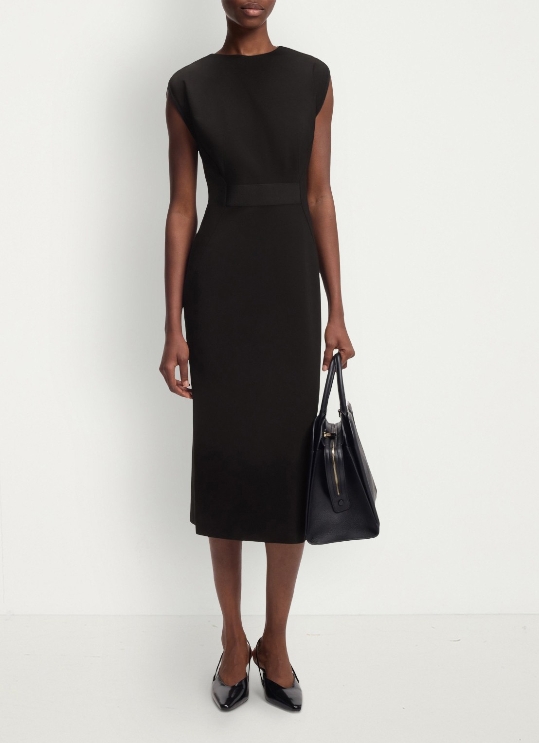 BOSS Midi jurk met split - detail zwart