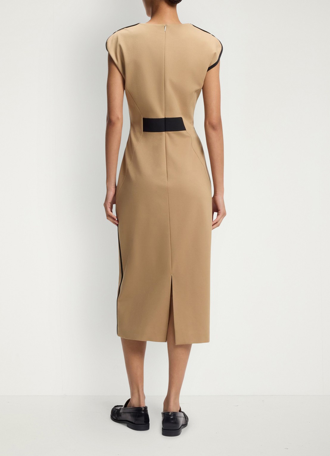 BOSS Midi jurk met split - achterkant 3 beige