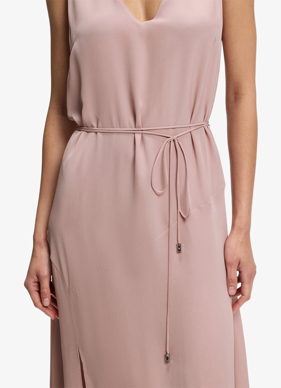 BOSS Midi jurk met strikceintuur - detail 5 lichtroze