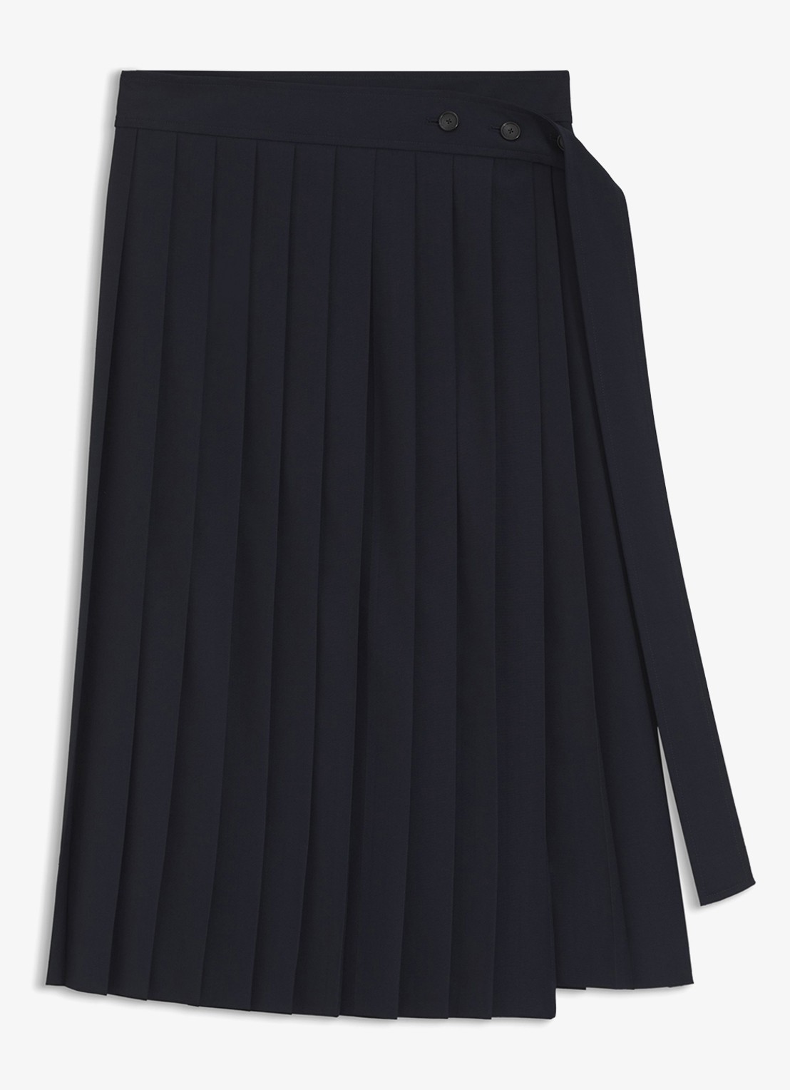 BOSS Midi plooirok in wolblend - voorkant donkerblauw