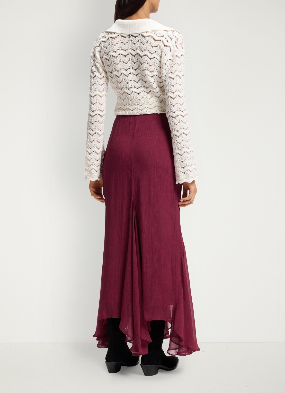 BOSS Midi rok met asymmetrische zoom - achterkant kersenrood